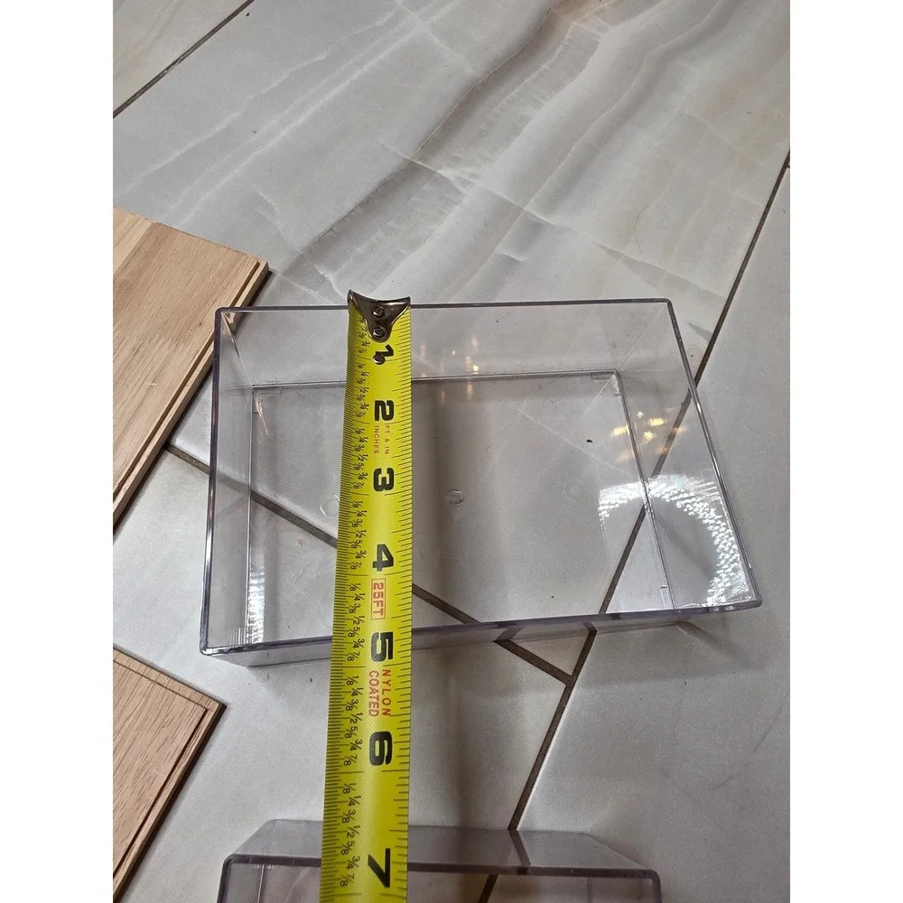 3‎ Piece Clear Acrylic Storage Bin Set with Wood Lids Nesting Organizers